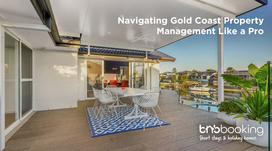 Airbnb property management expert services for Gold Coast hosts, featuring modern vacation home with luxury amenities and beach views.