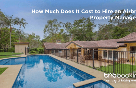 Breakdown of Airbnb property management costs, with a calculator and documents showing fees and pricing models.